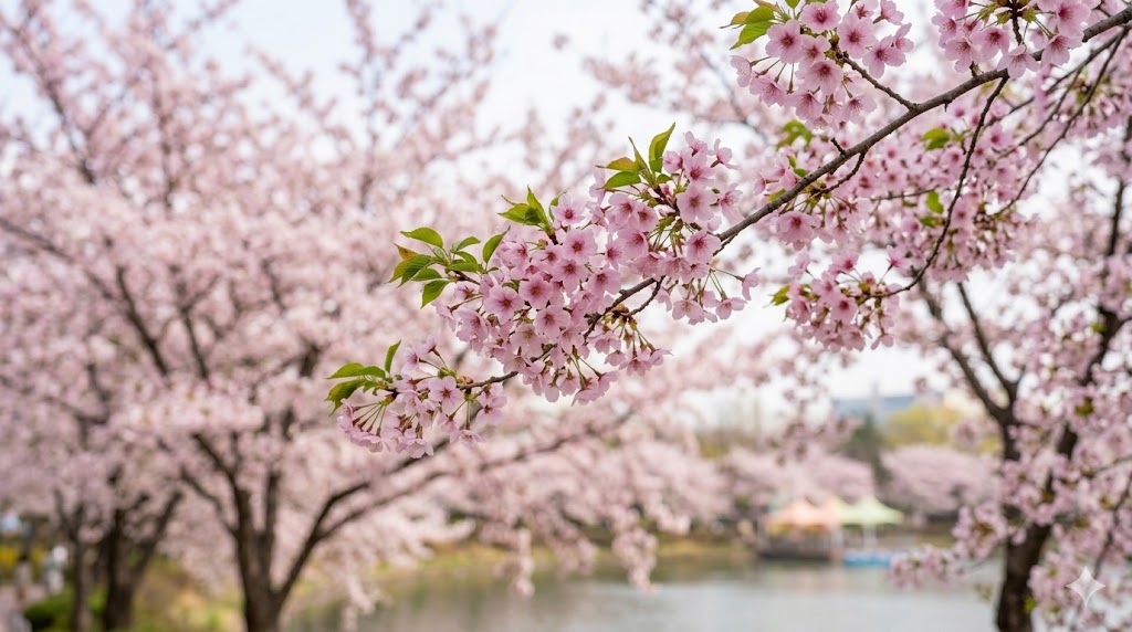 2026년 석촌호수 벚꽃 개화 풍경