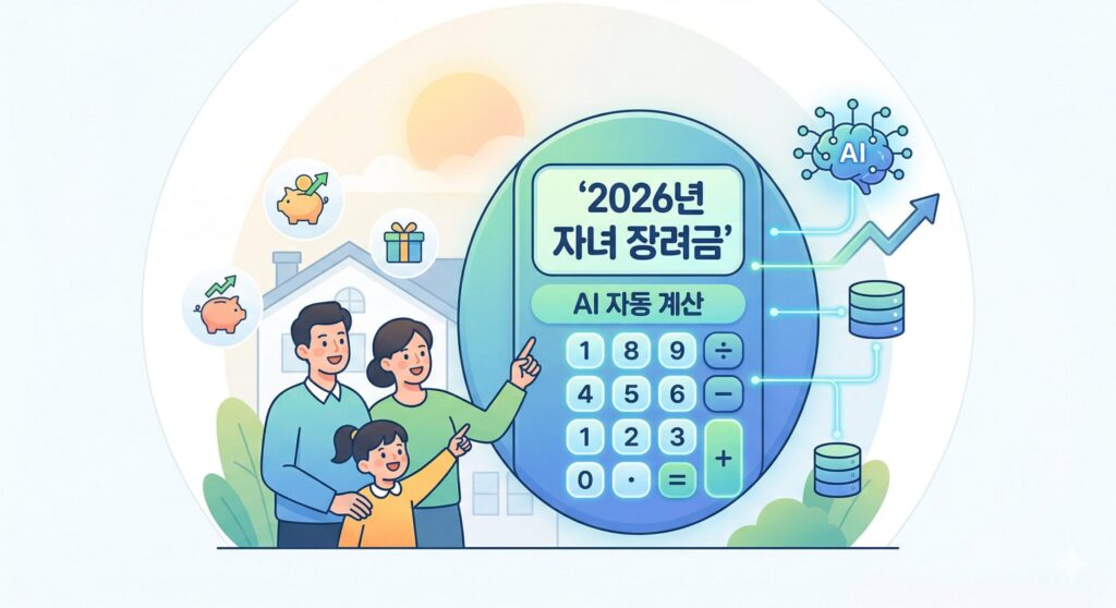 2026년 자녀장려금 AI 자동 모의계산기 활용 안내 그래픽